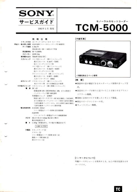SONY・サービスガイド・サービスマニュアル 1981年(昭和56年)