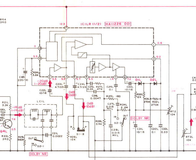 DOLBY NR IC HA11226を使用した、PIONEER SK-70の調整